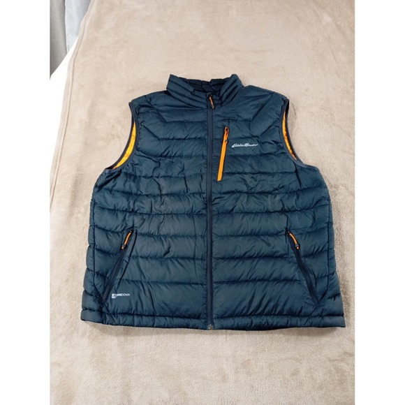 Eddie Bauer First Ascent StormDown 800 Puffer Vest Men XL Black Orange Lining - Picture 1 of 16